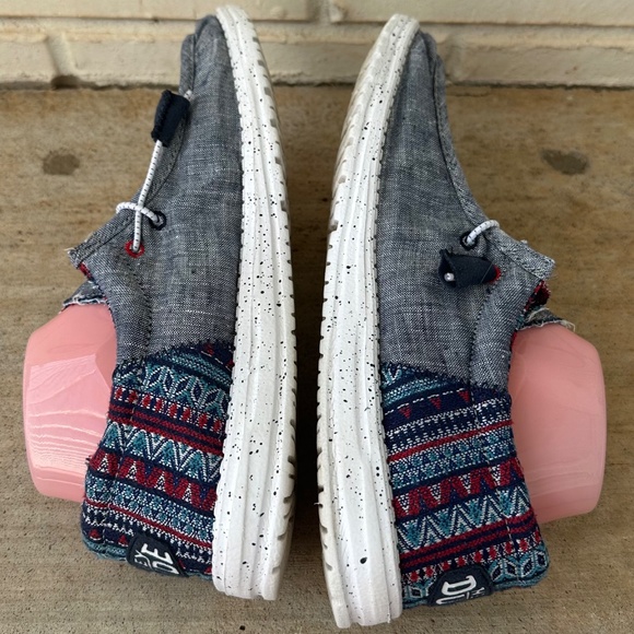 Hey Dude Wally Funk Jacquard Loafers Shoes Mens 9 Women 11 Chambray Blue Slip On main image 5